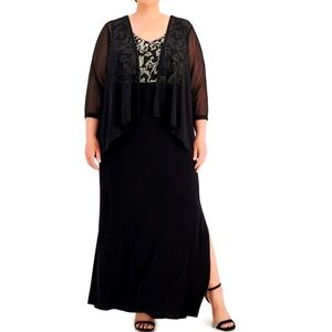 Women’s Formal Dress Plus Size 16W CONNECTED APPAREL Black Attached Jacket NWT